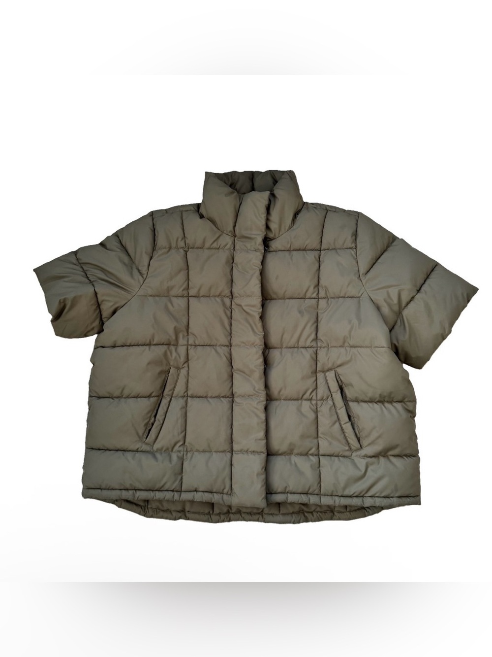 Centigrade Short Sleeve Puffer Jacket Womens 2X Olive Green Quilted Vest Coat